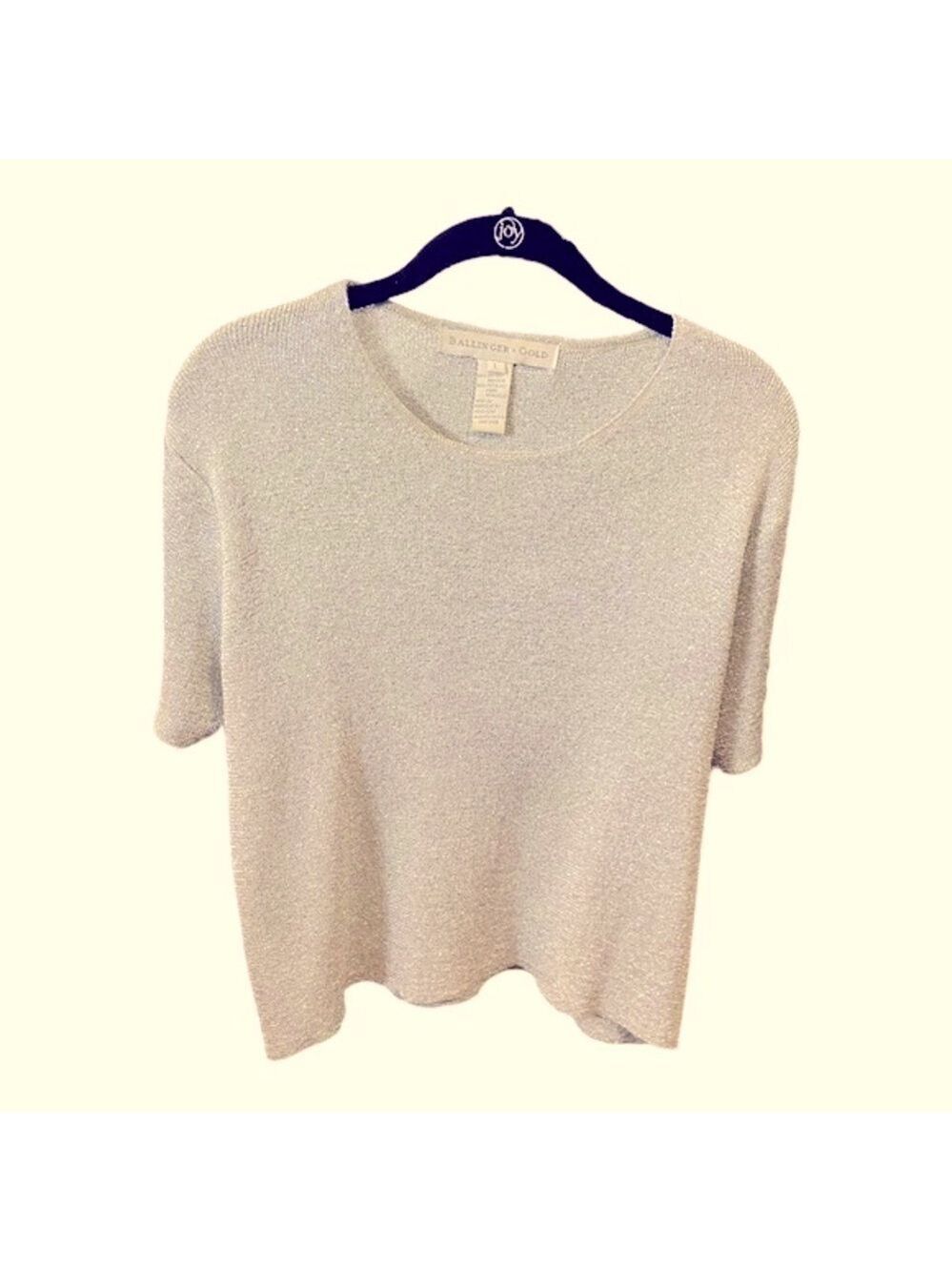 Ballinger Gold Shimmering Silvery Metallic Rayon Crop Top Sparkling SS Sz L